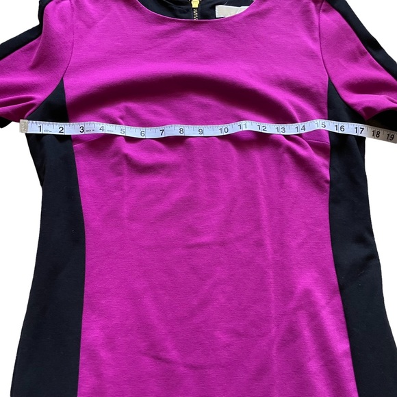 Michael Kors Long Sleeve Black and Magenta Color Block Dress Size 6 - Picture 4 of 5